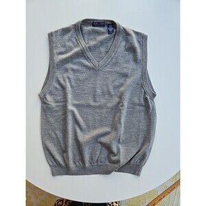 Vintage Sweater Vest Italian Merino Wool  Made In Italy Grey Men's L